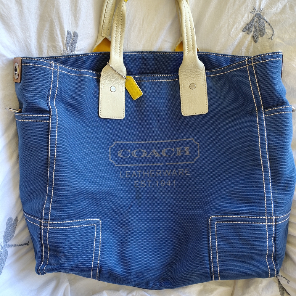Rare Coach Denim Carryall Tote
